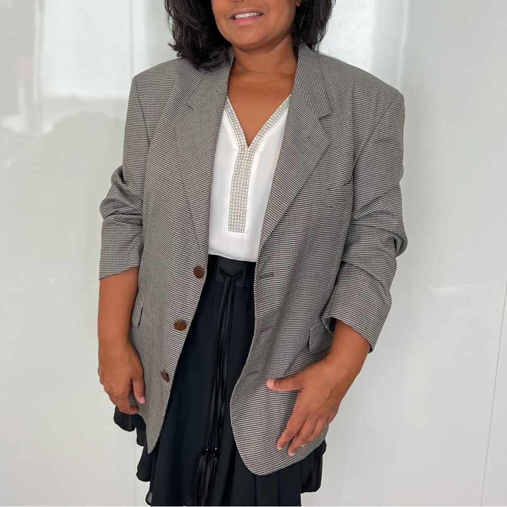 VINTAGE | Houndstooth Oversized Blazer